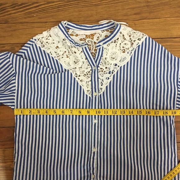 Zara Trafaluc Blue White Striped Blouse XS - Picture 5 of 8
